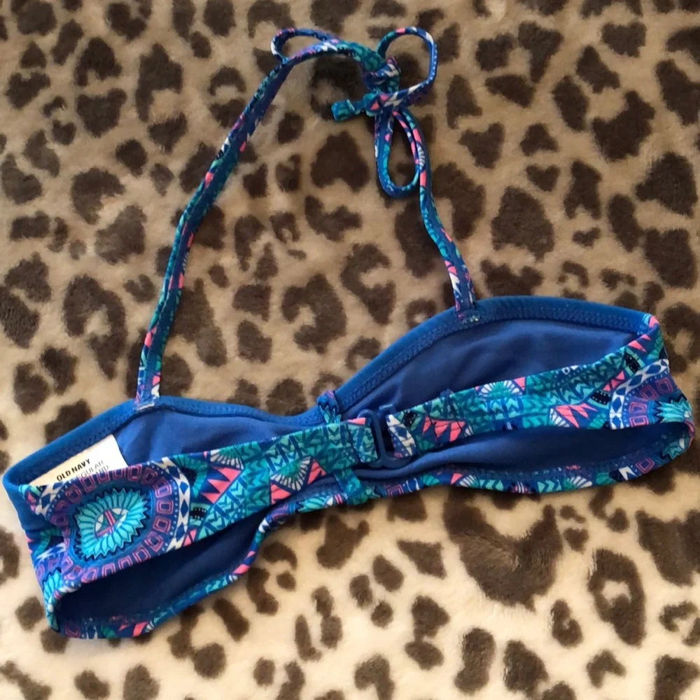 Old Navy Girls Halter Bandeau Bikini Top in Blue Size Medium 8